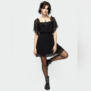 Disturbia Lucien Textured Angel Sleeve Mini Dress
